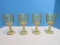 Set - 4 Imperial Glass-Ohio Old Williamsburg Pattern Yellow Pressed Glass Stem Water Goblets