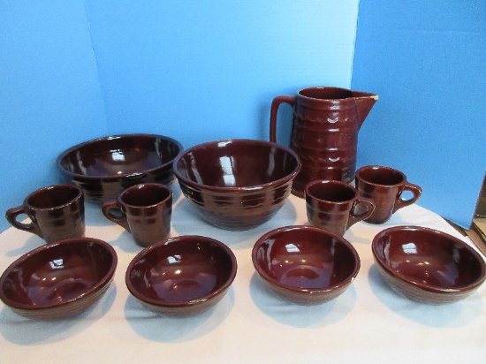 Marcrest Stoneware Daisy Dot Pattern Solid Brown Glaze