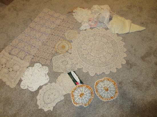 Group - Crocheted Doilies, Lace Doilies Various Sizes & Designs