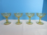 Set - 4 Imperial Glass-Ohio Old Williamsburg Pattern Yellow Pressed Glass Stem Champagne