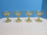 Set - 4 Imperial Glass-Ohio Old Williamsburg Pattern Yellow Pressed Glass Stem Champagne