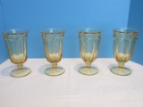 Set - 4 Imperial Glass-Ohio Old Williamsburg Pattern Yellow Pressed Glass Stem Iced Tea
