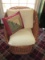 Wicker Arch back Chair w/ White/Red Cushions