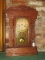 Wooden Ornate/Carved Tall Mantle Clock Floral/Scroll Motif Glass Front