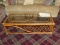 Wicker/Wooden Cross/Curved Design Coffee Table w/ Glass Top