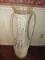 Tall White Wicker Grecian Vase Design Décor Vase w/ Faux Flowers
