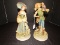 National Pottery Co. Classic Gallery Collection Hunting Man/Lady w/ Dog Ceramic Figurines