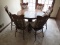 Round Wooden Dining Table w/ 6 Wooden Chairs Slat Back