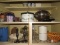 Lot - 2 Shelves Misc. Items Crock Pot Slow Cooker, Vintage 8 Speed Blender