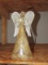 Tall Glass Angel Etched Wings, Gilded Trim