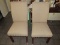 Pair - Gray Upholstered Pin-Trim Chairs on Wooden Legs