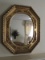 Large Gilded Wooden Frame Wall Mirror Floral Trim Motif, Rope Band, Hexagonal Shape