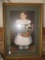 Young Girl w/ Flowers Bouquet in Ribbed Gilded Wooden Frame/Matt