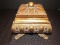 Antique Gilded Patina Oval/Sheaf Pattern Trinket Ceramic Box w/ Raised Claw/Paw Feet