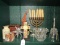 Misc. Lot - Minaran Brass, Glass Bell, Coin Décor, Wooden Glass Stand, Etc.