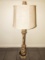 Tall Brown/Tan Lamp w/ Acanthus Motif/Scallop Top, Acanthus Finial w/ Shade