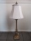 Tall Gray Crazed Motif Design Lamp w/ Glided Embellished Pattern, Paw Feet