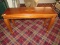 Wooden Long Entry Table w/ Ribbed Legs to Pad Feet, Rope Trim, Diamond/Fan Center Top