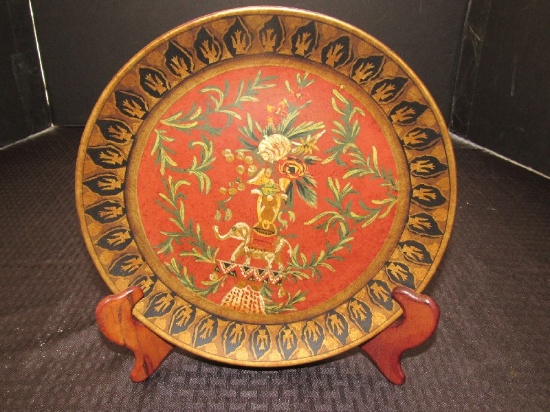 Elephant Ornate Ceramic Design Plate by Raymond Waites 10 1/4" D w/ Wood Stand