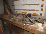 Misc. Lot - Vintage Saws w/ Guide, Nails, Screws, Pliers, Molding Guard, Etc.