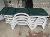 4 White Plastic Adjustable Sun/Patio Chairs Wave Legs, Slat Design
