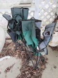 2 Green Fabric/Black Metal Legs Folding Chairs