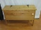 Country Farmhouse Pine Storage Bench w/ Folk Art Heart Cut Out Sides & Hinged Seat