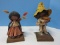 Charming Quirky Fabric Machine Style Mexican Boy & Girl Figurines on Wood Base