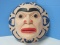 Hand Carved/Painted Aztec Face Mask Wall Art w/ Embellished Border