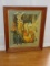 Vintage Still Life Fall Harvest Lithograph in Pine Frame