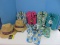 7 Pair - Women's Flip-Flops Various Designs Size L 9/10 & 2 Fedora Hats