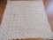 Hand Crocheted Bedspread Lattice Design w/ Pink Rosette Buds