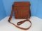Crossbody Messenger Bag Purse Brown Synthetic Leather Aged Patina