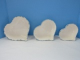 3 Ceramic Heart Shape Nesting Bowls Blue Spongeware Pattern