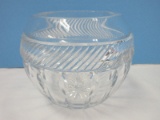 Striking Waterford Crystal Cupped Rose Bowl Vertical Cut & Band Design