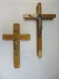 2 Sick Call Wood Crucifix Sets Silvertone 13