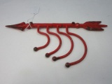 Cool Novelty Wall Décor Arrow 4 Swing Arm Hooks Rack Painted Red