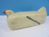 Carved Wooden Block Chicken Figural Hen Folk Art Style Hand Painted by Foreside Inc.