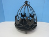 Whimsical Farmhouse Chic Accent Metal Scroll Footed Round Base w/ Wire Dome Cover