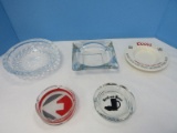 Ashtrays Coors Ceramic w/ Logos, Crystal Lattice Design, Pressed Glass, Etc.
