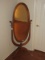 Oak Traditional Cheval Oval Mirror on Tripod Pedestal Base