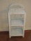 Classic Painted White Wicker 3-Tier Shelf w/ Arched Backsplash & Beaded Accent