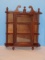 Traditional Wall Décor Mahogany Curio Cabinet w/ Center Glass Pane Door Flanked by Shelves