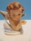 Norcrest Bisque Angel Cherub Bust Holding Rosebuds in The Cleft of His Hands