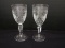 Pair - Galway Crystal Castlerosse Pattern Cut Criss Cross/Vertical Cuts Design Claret Wine