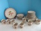 37 Pieces - Sango Fuji Stone Berries Pattern Strawberries Design Rust Bands Trim Dinnerware