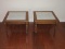 Pair - Italian Neoclassical Style Low Fruitwood Side Tables w/ Marble Insert Tops