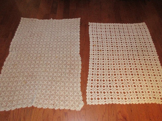 2 Hand Crochet Intricate Pattern Accent Table Clothes