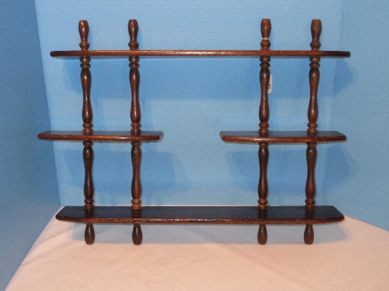 Depression Era Style Mahogany Wall Mount What-Not Display 3-Tier Shelf