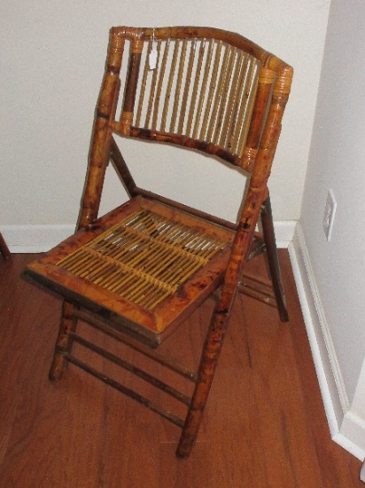 Chinoiserie Bamboo Folding Chair w/ Curved Back